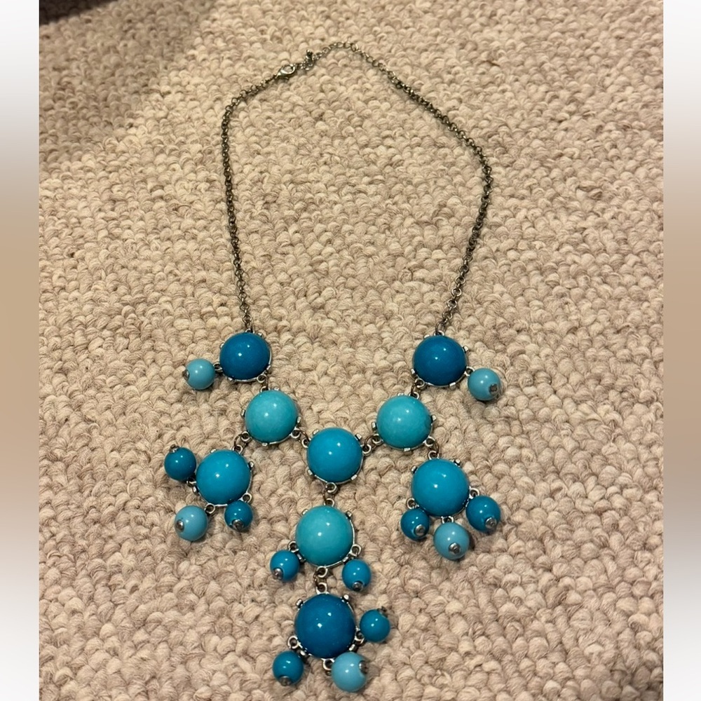 Blue Beaded Statement Necklace